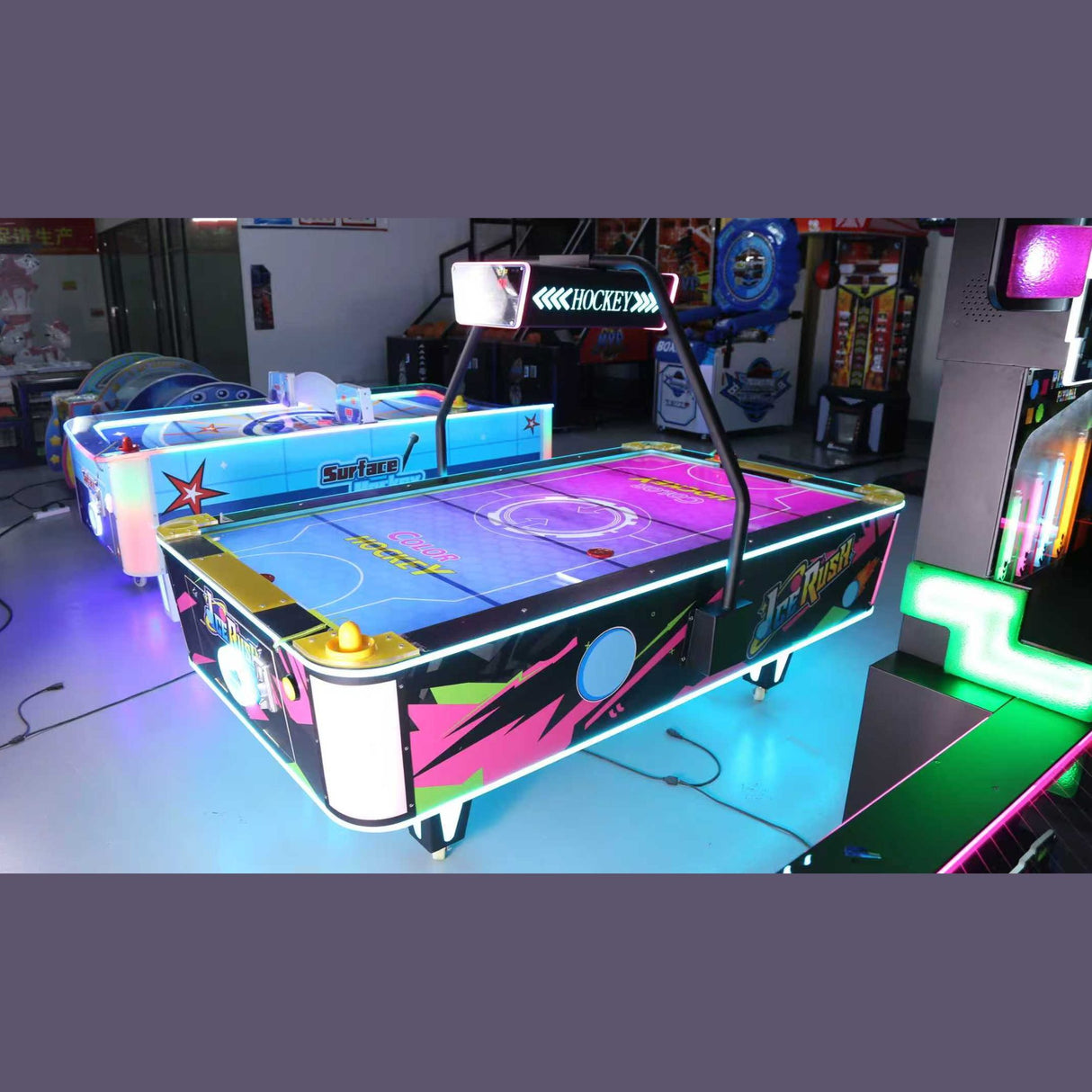 Creative Arcades Ice Rush Air Hockey Neon Light Table