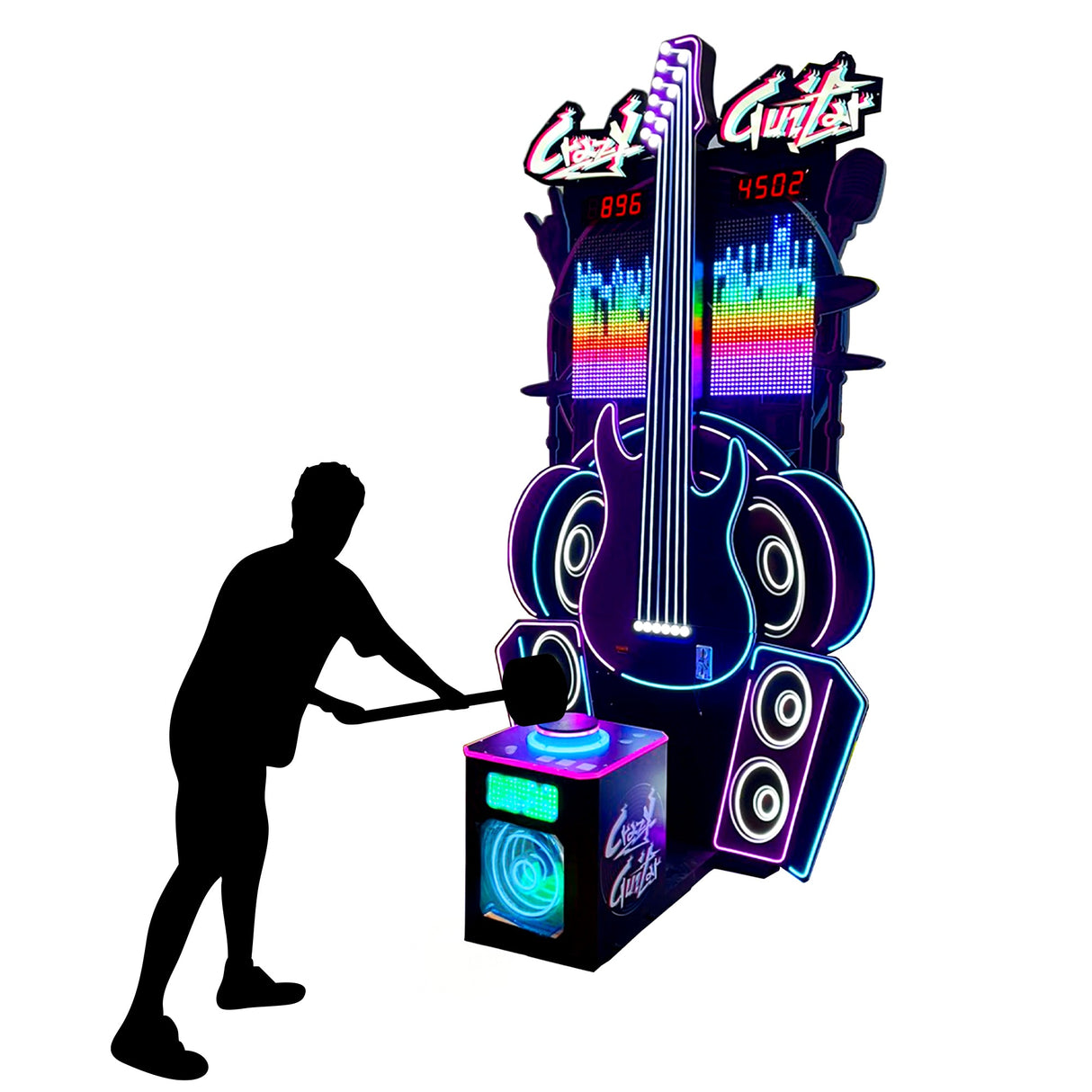 Creative Arcades Crazy Guitar Neon Light High Striker Hammer Arcade