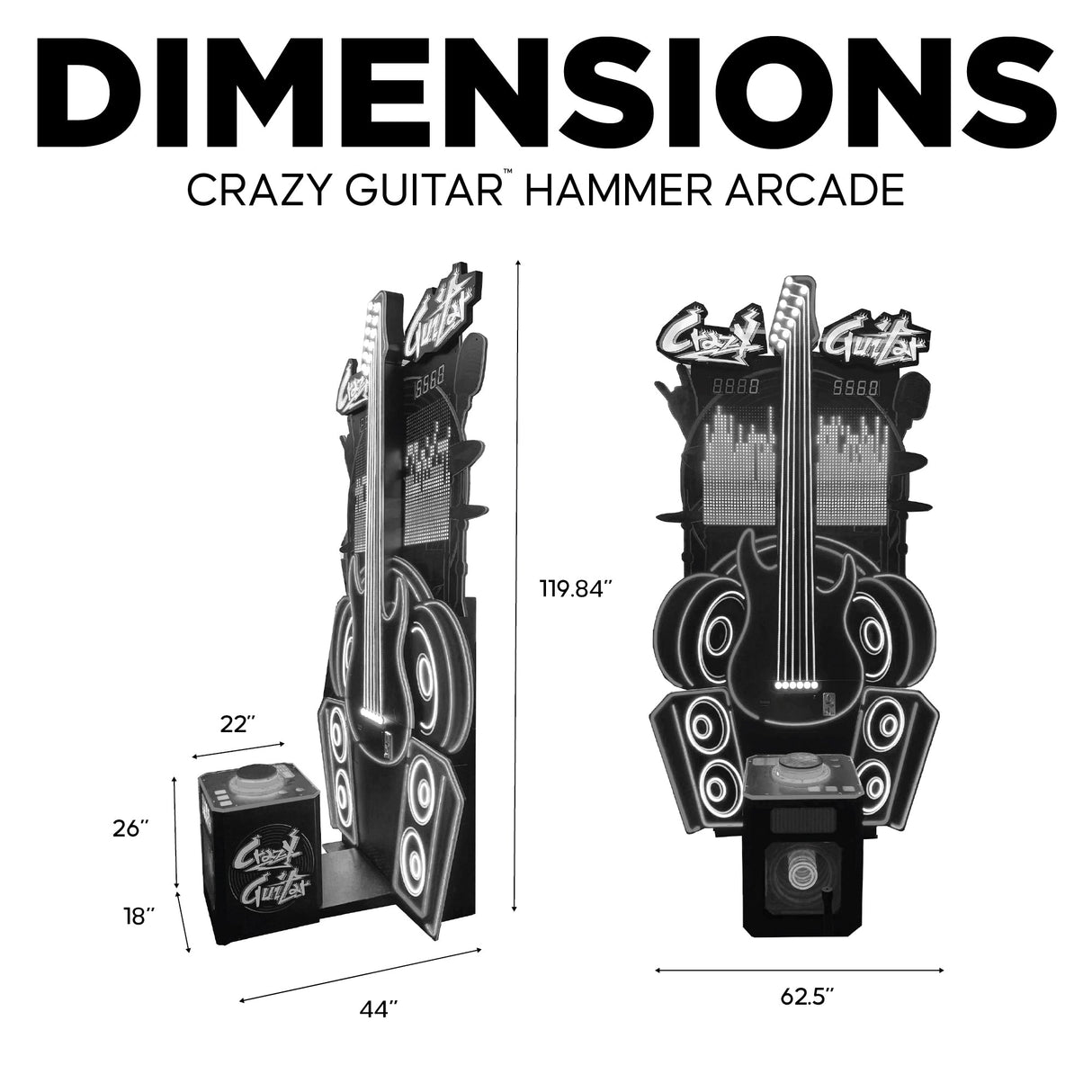 Creative Arcades Crazy Guitar Neon Light High Striker Hammer Arcade