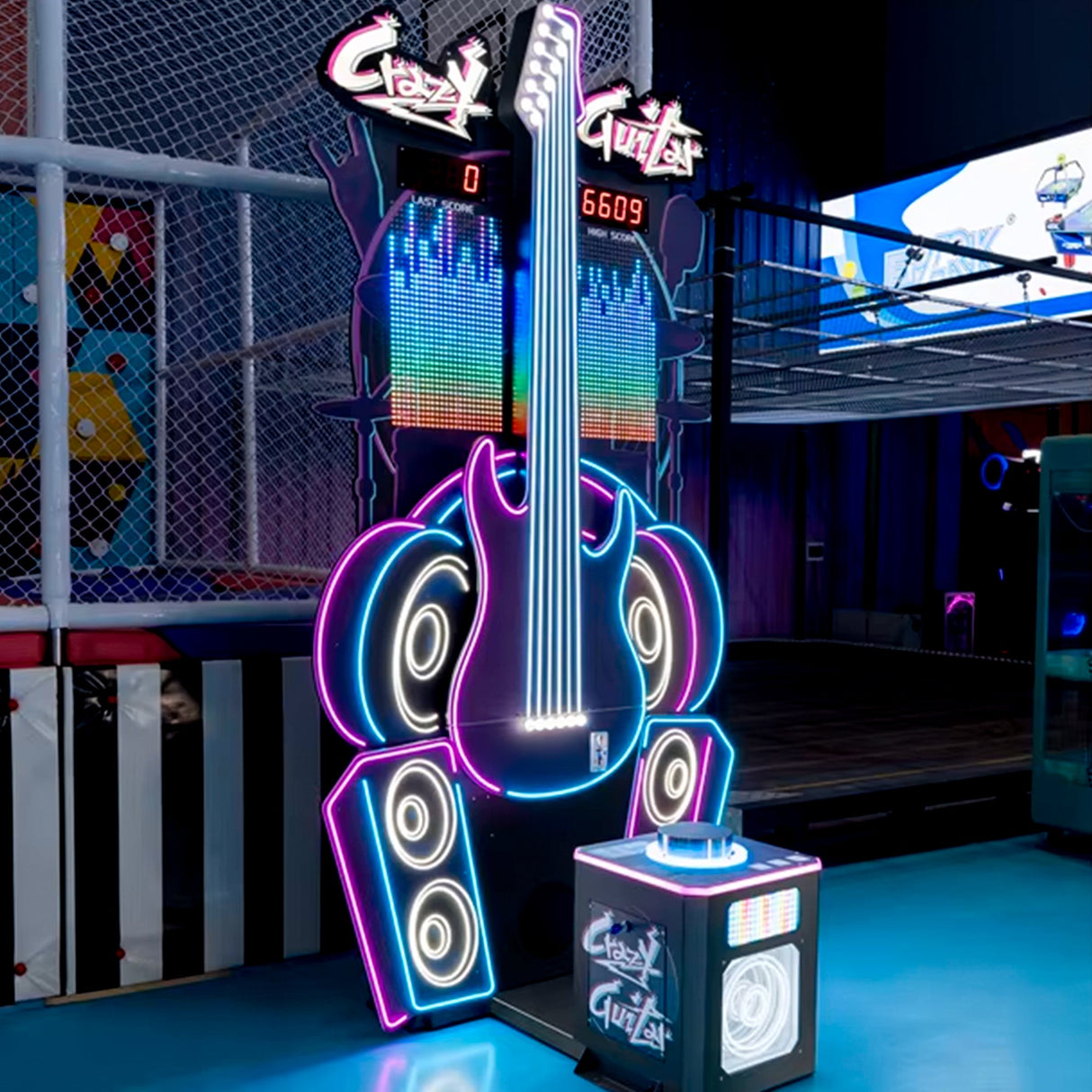 Creative Arcades Crazy Guitar Neon Light High Striker Hammer Arcade