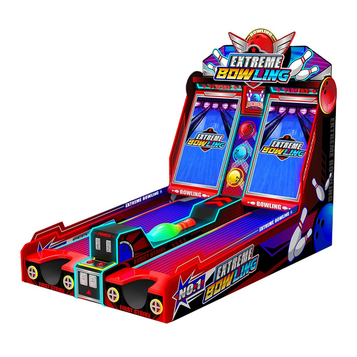 Creative Arcades Extreme Bowling – Turbo Strike Digital Skeeball 2-Player Machine with LED Lights