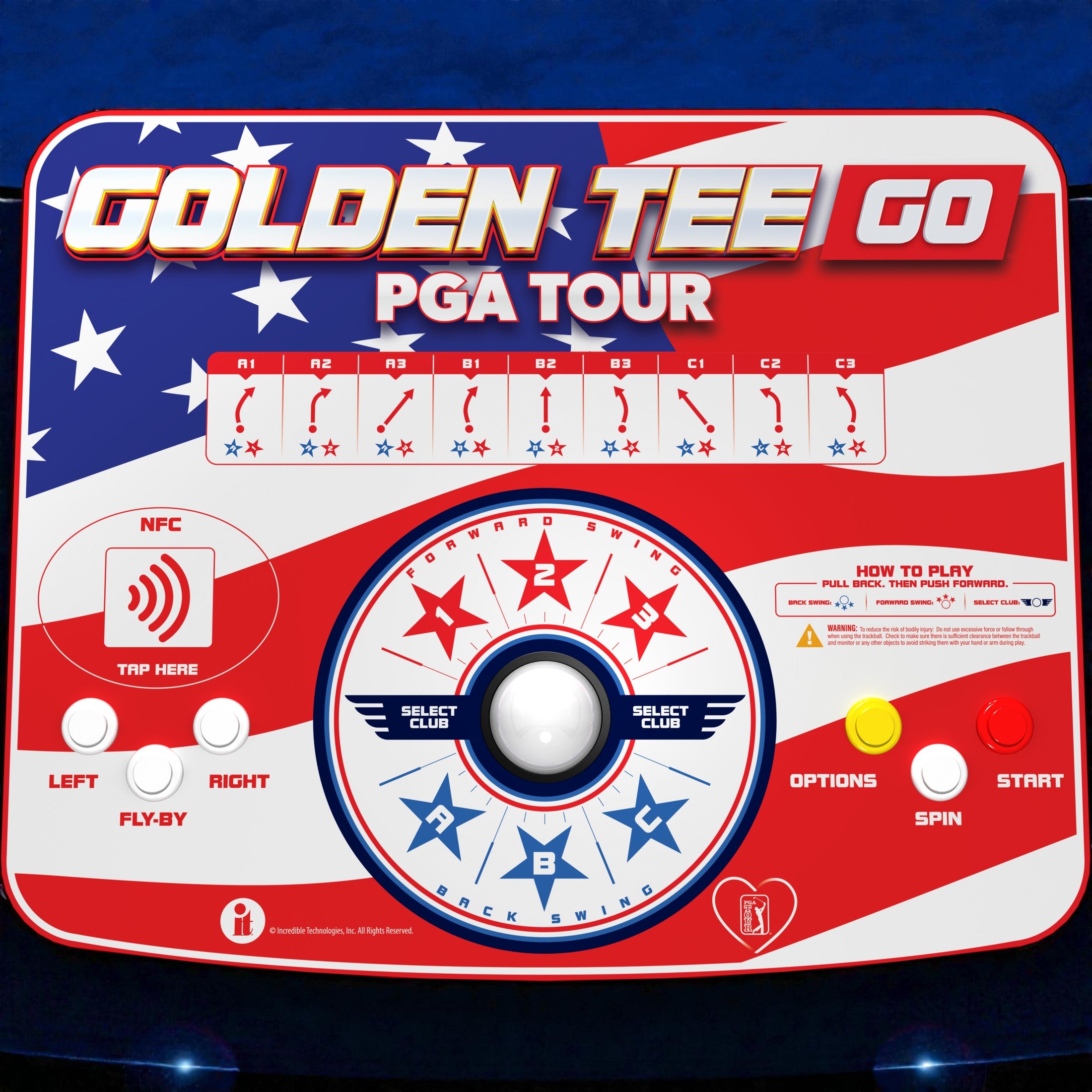 Incredible Technologies Golden Tee GO PGA TOUR: Stars and Stripes Edition Arcade Cabinet