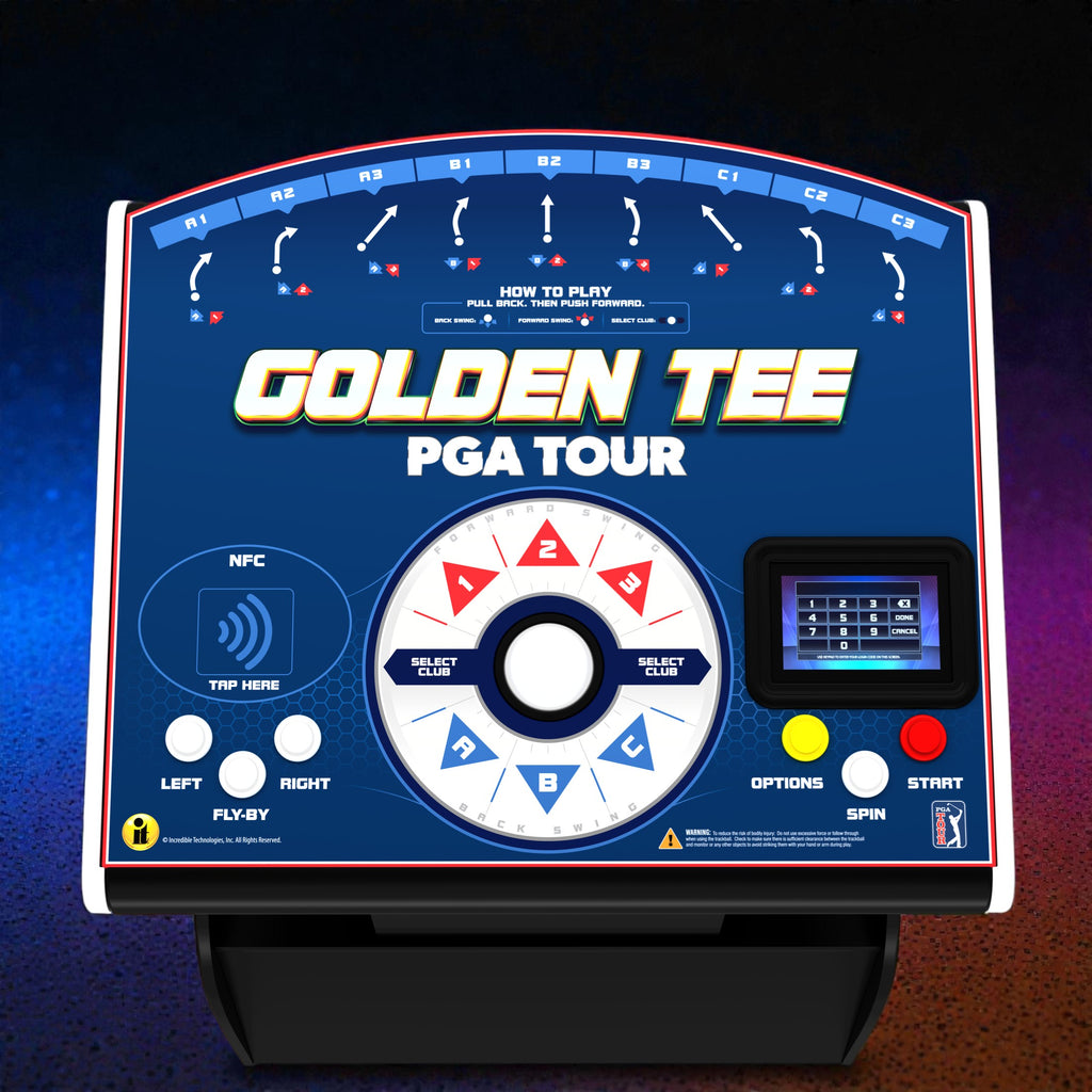 Incredible Technologies Golden Tee PGA TOUR Showpiece PRO Compact Arcade Cabinet, with NFC Login & Touchscreen