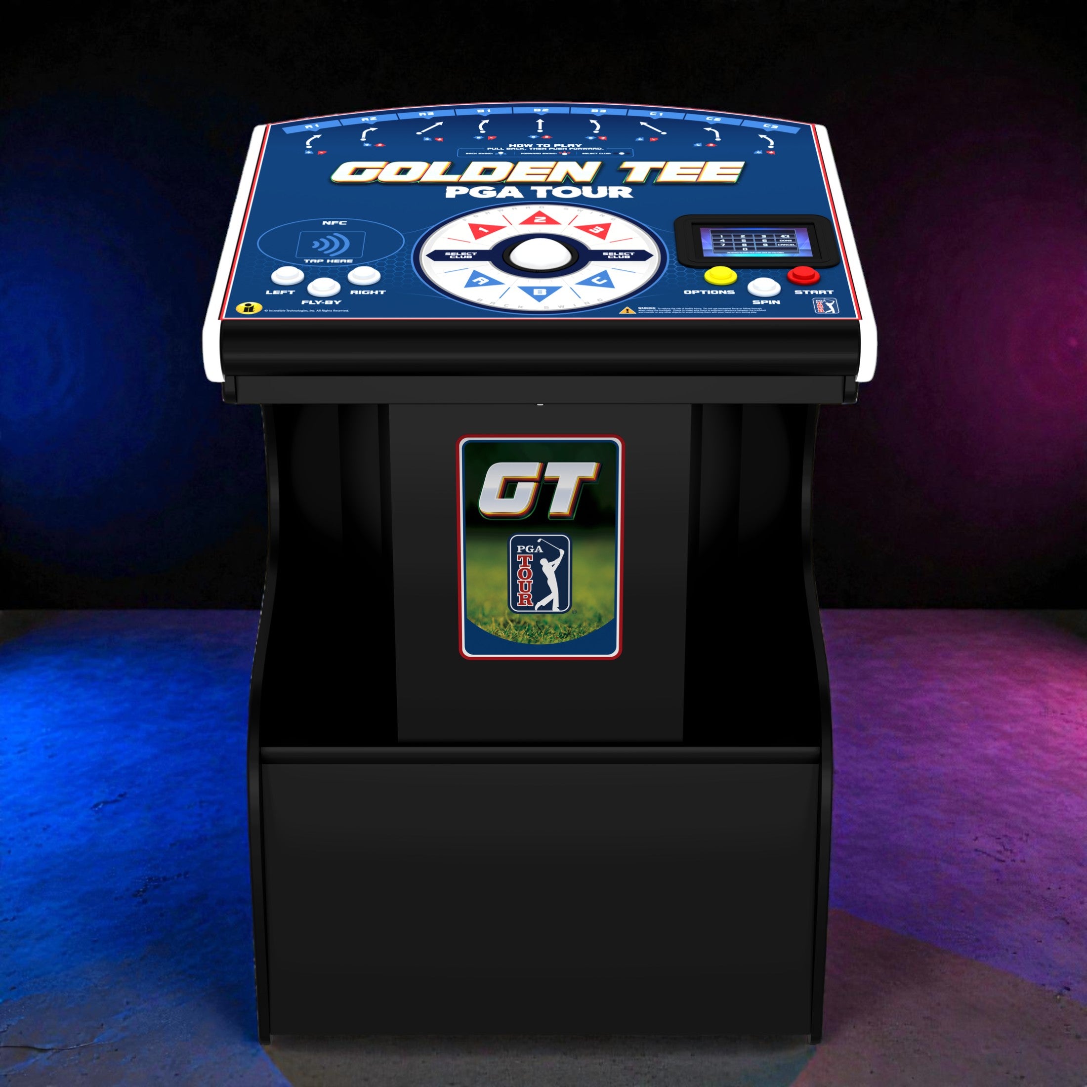 Incredible Technologies Golden Tee PGA TOUR Showpiece PRO Compact Arcade Cabinet, with NFC Login & Touchscreen